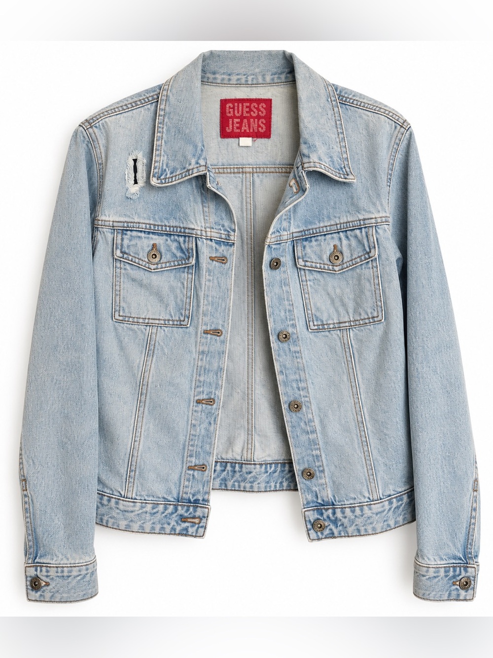 Vintage GUESS USA Made in USA Distressed Denim Jacket 90s